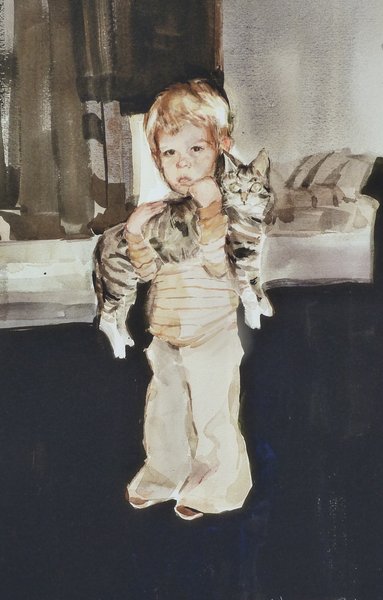 Boy with cat